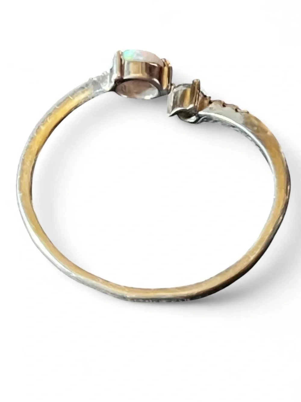 Sterling Silver Opal CZ Wrap Around Ring
